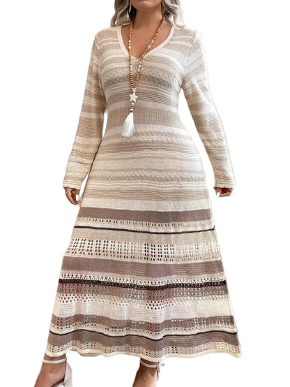 Damska Sukienka Maxi z Długimi Rękawami