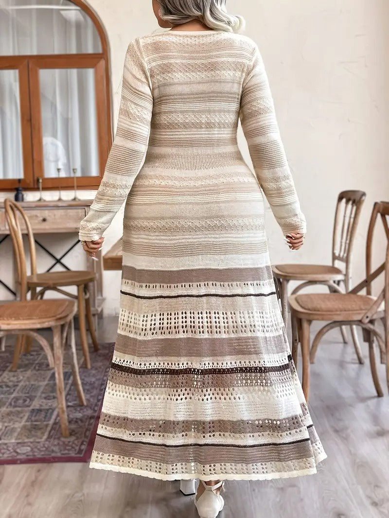 Damska Sukienka Maxi z Długimi Rękawami