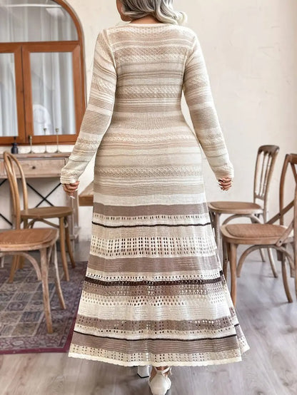 Damska Sukienka Maxi z Długimi Rękawami