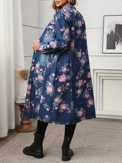 Damski Płaszcz w Kwiaty