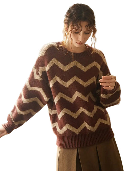 Damski Sweter z Wzorem w Zygzaki