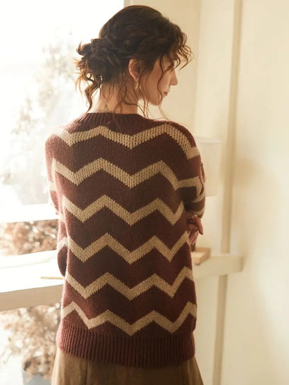 Damski Sweter z Wzorem w Zygzaki