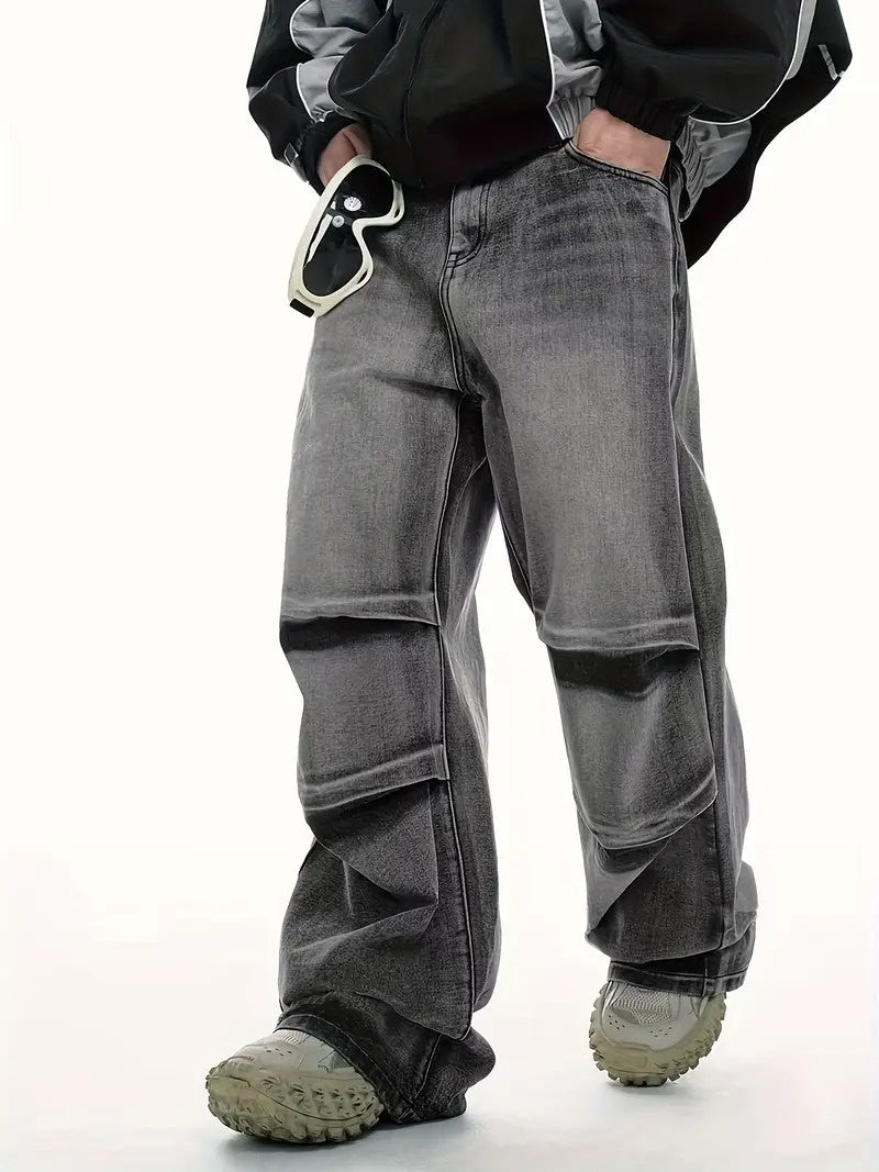 Męskie Spodnie z Szerokimi Nogawkami