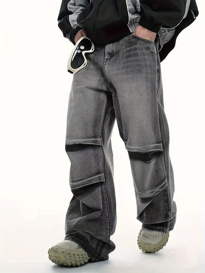 Męskie Spodnie z Szerokimi Nogawkami